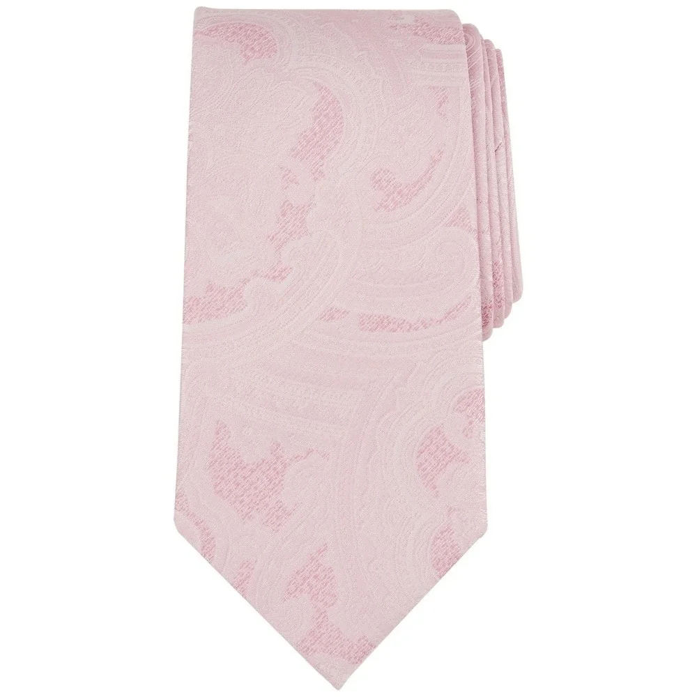 Michael Kors Tie Mens One Size Pink Farington Paisley Silk Blend Necktie NWT
